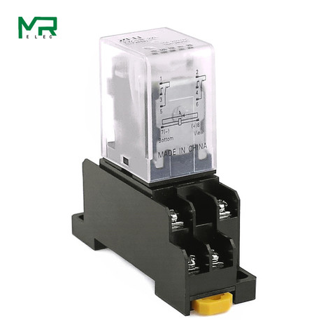 1Set High-quality 12V 24V DC 110V 220V AC Coil Power Relay LY2NJ DPDT 8 Pin HH62P JQX-13F With Socket Base ► Photo 1/6