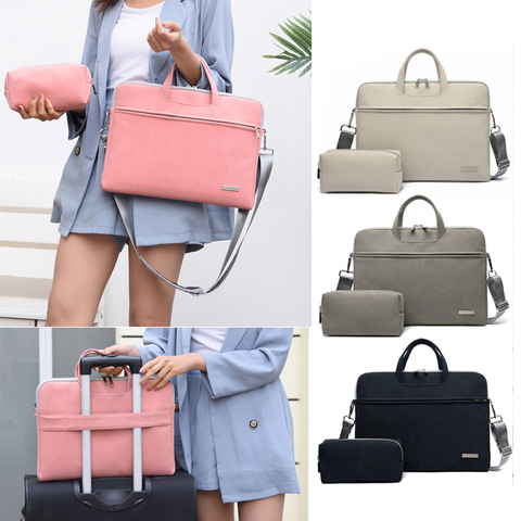 Matte Shoulder Handbag For Macbook air pro 13 15 16 inch bag Sleeve Laptop Case For Xiaomi Lenovo 14 15.6 Women Business Bags ► Photo 1/6