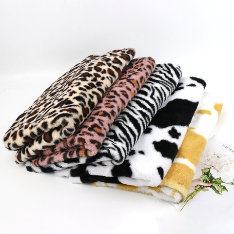 Faux Fur Fabric Soft Flannel Sheet Leopard Cow Prints For Dress Needlework Sewing Materials DIY Handmade Craft Supplies 45*145cm ► Photo 1/6