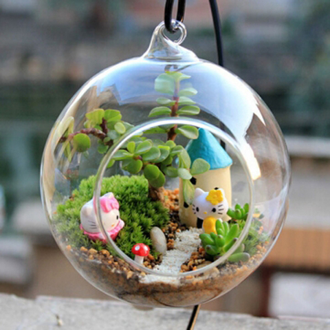 8cm/10cm Clear Flower Hanging Ball Vase Planter Terrarium Container Borosilicate Glass For Succulent Planting Home Wedding Decor ► Photo 1/6