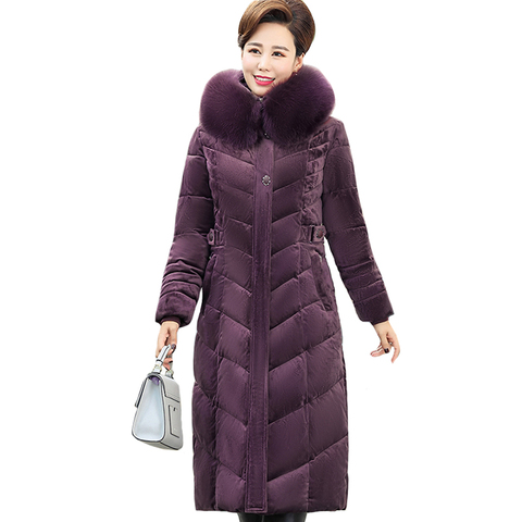 2022 Thicken Winter Jacket Women X-Long Parkas Middle-aged Womens Winter Coat Hooded Plus Size 5XL Fur Collar Warm Women Jacket ► Photo 1/6
