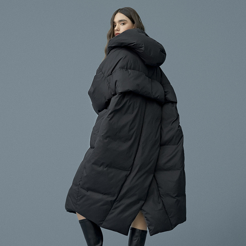 S- 7XL Plus Size Winter Oversize Warm Duck Down Coat Female X-Long Down Warm Jacket Hooded Cocoon Style Thick Warm Parkas F192 ► Photo 1/6