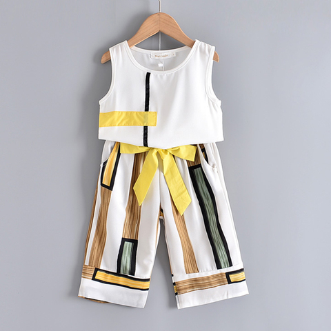 Bear Leader Girls Clothing Sets  Summer Fashion girls sleeveless Splicing design T-shirt+Casual pants 2Pcs Girls Clothes ► Photo 1/6