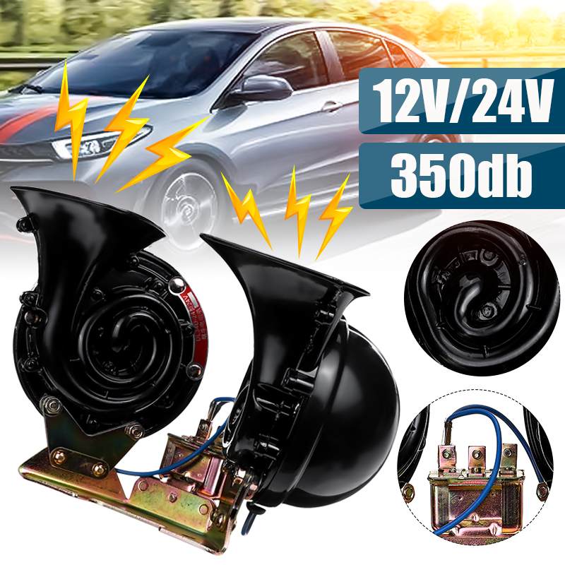 1 Pair DC 24V 350dB Universal Waterproof Snail Air Horn Sound Extremly Loud for Truck Pickup Motorbike Boat Cars Accessories ► Photo 1/6