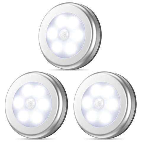 Dersoy PIR Motion Round Sensor Cabinet Light Auto Smart Night Lamp LED Lights For Home Bedroom Closet Kitchen Wardrobe Light ► Photo 1/6