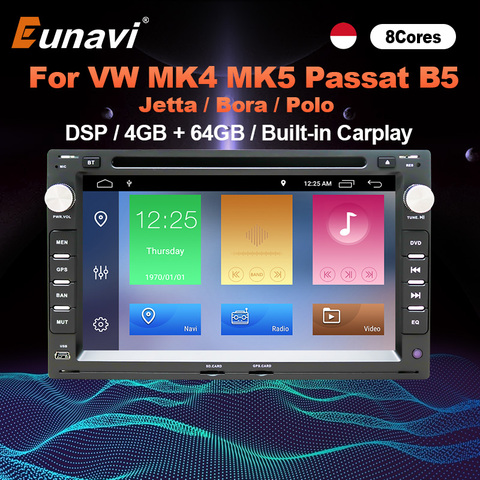 Eunavi 2 Din Android Car Multimedia Radio Player GPS Auto For VW Volkswagen PASSAT B5 MK4 MK5 JETTA BORA POLO TRANSPORT T5 DSP ► Photo 1/6