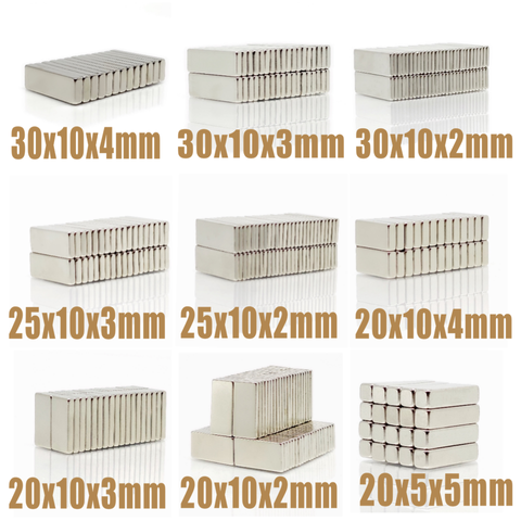 10~200Pcs N35 Neodymium Magnet Block 20X10X2 20X10X3 20X10X4 20X10X5 25X10X3 30X10X2 30x10x4 20X5X2 Block Bar Magnets Rare Earth ► Photo 1/6