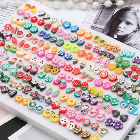 100Pairs Flower Women'S Earrings Set Assorted Styles Polymer Clay Hypoallergenic Stud Earrings Lot for Kids Fashion Jewelry Gift ► Photo 1/6