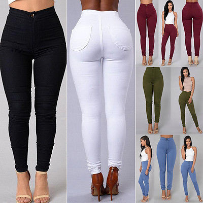 2022 NEW HOT SALE Women Denim Skinny Jeggings Pants High Waist Stretch Jeans Pure Color Slim Pencil Trousers боди женское ► Photo 1/6