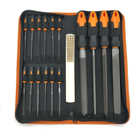 17Pcs Forged Alloy Steel File Set with Carry Case, Precision Flat/Triple-cornered/Half-Round/Round Large File and 12Pcs Needle F ► Photo 1/6