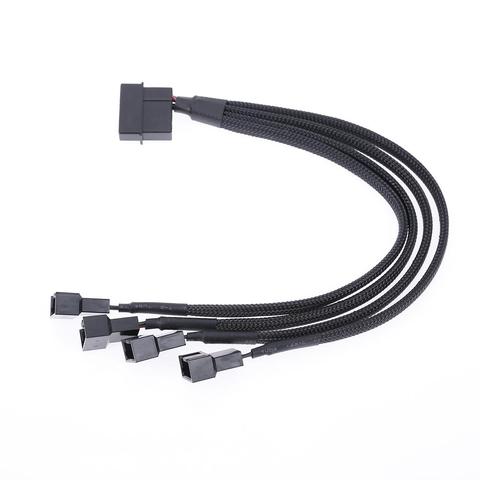 4pin IDE Molex to 4-Port 3Pin/4Pin Power Supply Cable Black Sleeved Cooling Fan Splitter Power Cord Plug Cooler Wire for PC ► Photo 1/6