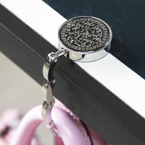 1 Pcs Round Table Vintage Flowers Foldable Purse Bag Hanger Handbag Hook Holder ► Photo 1/6