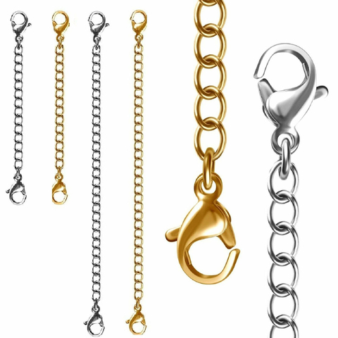1PC 3'' 6'' Safety Chain Extender Necklace Bracelet Lobster Lock Stainless Steel Durable Gold Silver Black DIY Jewelry Accessory ► Photo 1/6
