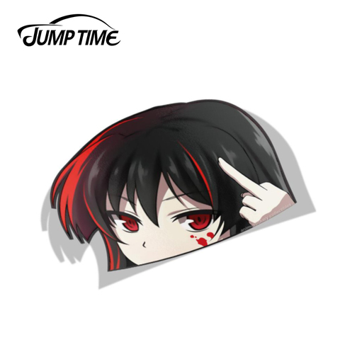 Jump Time 13cm x9.4cm Funny Graphics For Akame Ga Kill BIG HEAD Anime Cute Car Stickers Auto Laptop Bumper Decals Vinyl Car Wrap ► Photo 1/6