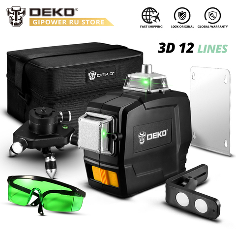 DEKO DKLL12PB1 12 Lines 3D Laser Level Self-Leveling 360 Degrees Horizontal and Vertical Cross Super Powerful GREEN Laser Beam ► Photo 1/6