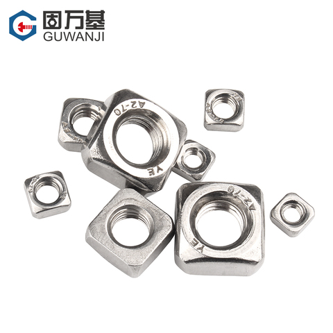 2/5/10/50pcs M3 M4 M5 M6 M8 M10 M12 DIN557 GB39 304 A2-70 Stainless Steel Metric Threaded Square Nut Foursquare Quadrate ► Photo 1/4