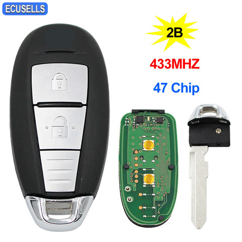 OEM 2 Button Smart Card Remote Car Key Fob for Suzuki Swift SX4 Vitara 433MHZ with 47 Chip Uncut Blade ► Photo 1/6