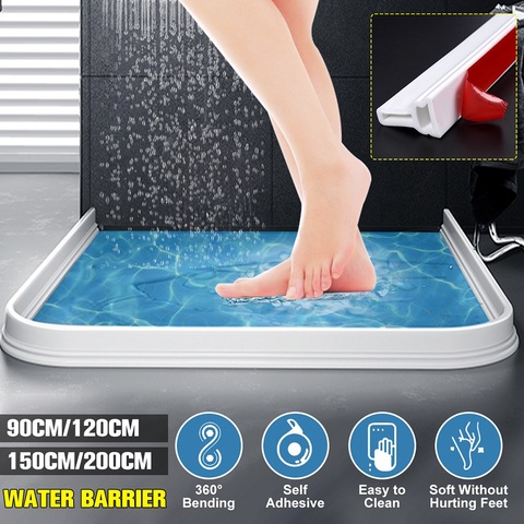 Bathroom Water Stopper Flood Barrier Rubber Dam Silicon Water Blocker Dry and Wet Separation Home Improve Don't Slip ► Photo 1/6