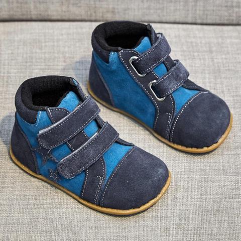 Tipsietoes New Winter Children Barefoot Shoes Leather Martin Toddler Boots Kids Snow Boys Rubber Fashion Star Sneakers Bota ► Photo 1/6