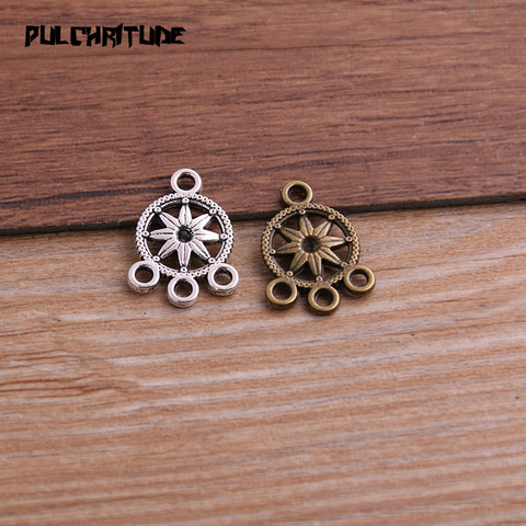  30pcs 14*18mm Two Color Zinc Alloy Necklace Charm Jewelry DIY Hollow Round Flower Connector Pendant Necklace ► Photo 1/5