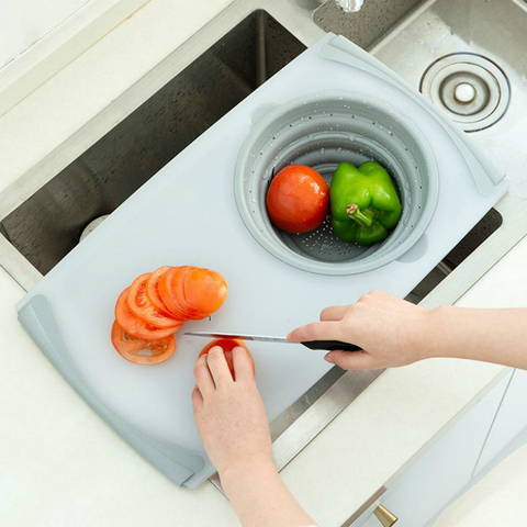 Innovative Multi-Functional 3 in 1 Chopping Board Detachable Folding Drain Basket Sink Cutting Board Kitchen Tools ► Photo 1/6