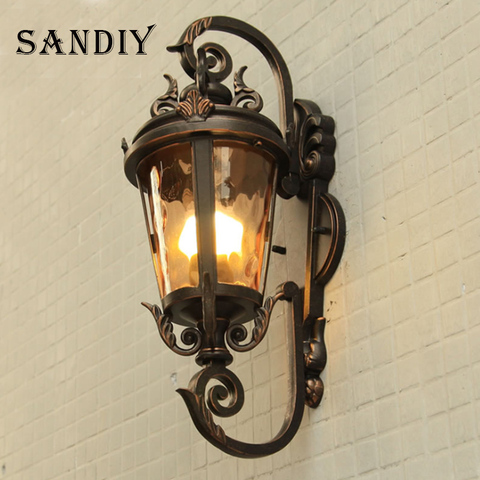 outdoor wall light europe villa retro sconce lamp waterproof exterior garden doorway light vintage porch lamp Black+bronze ► Photo 1/4