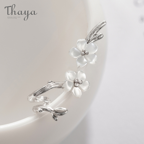 Thaya White Cherry s925 Silver Earrings Flower Round Cuff Earrings For Women Elegant Fine Jewelry ► Photo 1/6