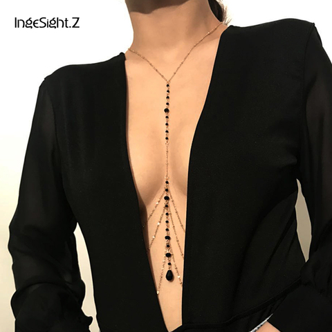 IngeSight.Z Simple Style Chain Necklace Belly Body Chain Fashion Sexy Copper Sequins Body Chain Jewelry for Women Beach Party ► Photo 1/6