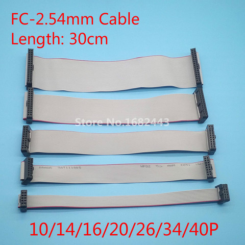 2PCS 30CM 2.54MM pitch FC-10/14/16/20/26/34/40 Pin JTAG ISP Download Cable Gray Flat Ribbon Data Cable For DC3 IDC Box Header ► Photo 1/2
