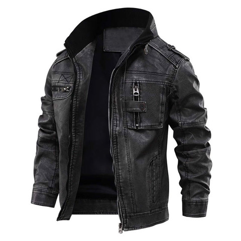 New 2022 Brand Leather Jacket Men Plus Size XL-5XL Vintage Causal motorcycle  PU Leather Jackets Coat jaqueta de couro masculino ► Photo 1/6