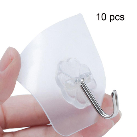 10PCS Adhesive Wall Hooks Hanging Seamless Sticky Hooks for Keys Bathroom  Shower