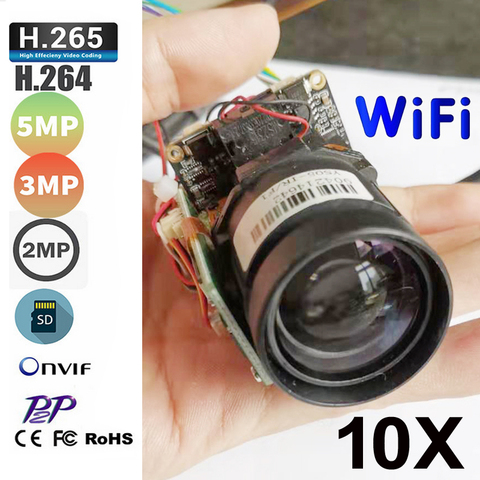 Camhi 2MP 5MP 10X Zoom 4.9-47mm Lens Wifi IP PTZ Camera Module CCTV Security System Wireless AP Onvif Audio TF Card Slot ► Photo 1/6