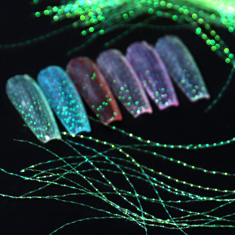 1 Bag Fluorescent Thread Nail Sticker Laser Glitter Mesh Net Line Tape Decals Holographic 3D Silk Foils Nail Art Decorations ► Photo 1/6