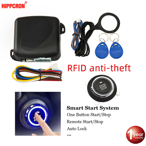 Hippcron Car Alarm Start Stop Button Engine RFID Keyless Entry System Push Button Remote Starter Stop Auto ► Photo 1/6