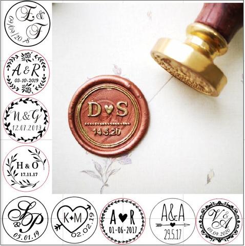 Custom Two initials with date Wax Seal Stamp,Custom Wax Seal Stamp,wedding invitation seals,wedding gift,personalised wood stamp ► Photo 1/6