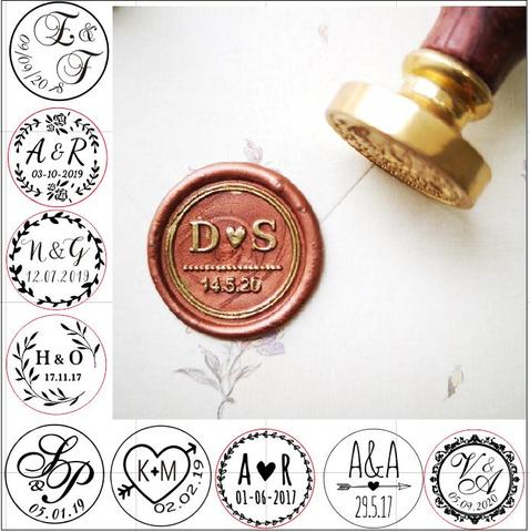 Custom Two initials with date Wax Seal Stamp,Custom Wax Seal Stamp,wedding  invitation seals,wedding gift,personalised wood stamp - Price history &  Review, AliExpress Seller - Sealing Wax Store