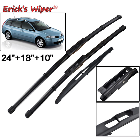 Erick's Wiper Front & Rear Wiper Blades For Renault Megane Sport Tourer 2006 2007 2008 Windshield Windscreen Window 24