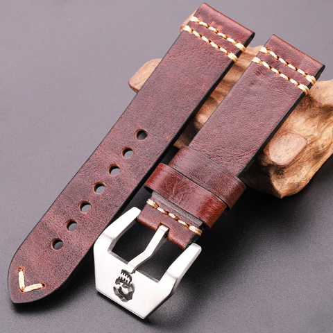 Watchbands With Metal Skull Hollow Buckle 20mm 22mm 24mm Genuine Leather Watch Band Strap 4 Colors Women Men Cowhide Bracelet ► Photo 1/6