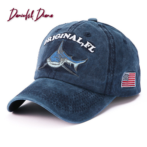 2022 Real Dad Hat Hot Style Baseball Cap Hat Popular Cartoon Water Embroidered Sharks Europe And The Men's ► Photo 1/5