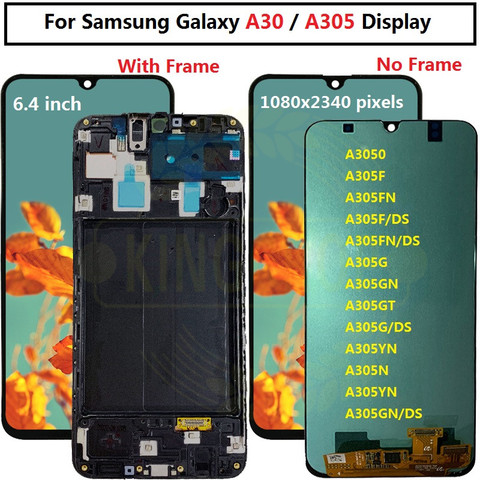 For Samsung galaxy A30 A305/DS A305F A305FD A305A Display with frame Touch Screen Digitizer Assembly For Samsung A30 lcd ► Photo 1/6