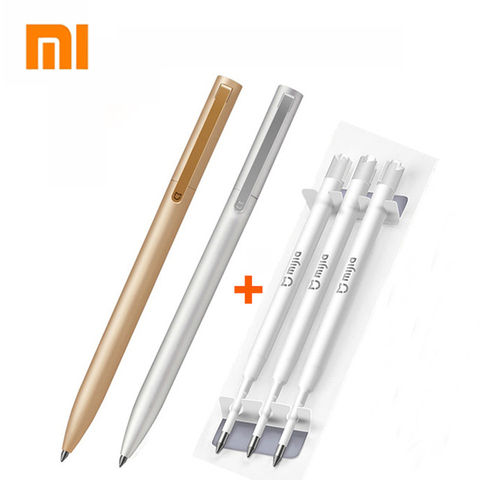 Original Xiaomi Metal Sign Pen Mi pen 0.5mm Switzerland Refill Blue/Black/Red ink Signing pens for school Office ballpoint pen ► Photo 1/6