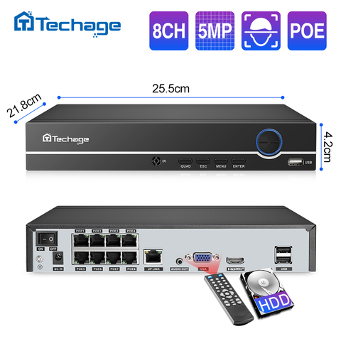 H.265 8CH 5MP 4MP 1080P POE NVR Audio Out Security Surveillance Network Video Recorder Up to 16CH For POE IP Camera CCTV System ► Photo 1/6