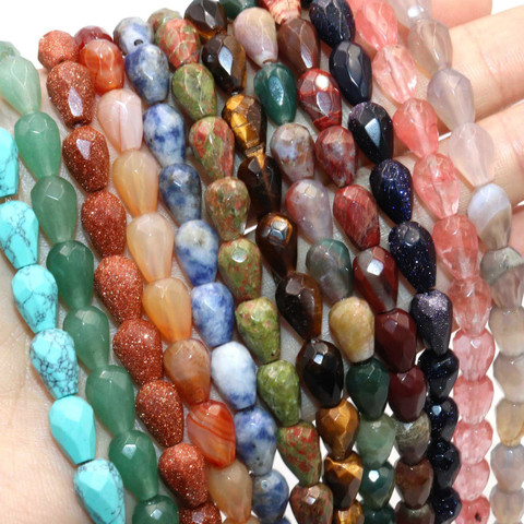 Faceted Natural Stone Water Drop Shape Beads Crystal Agates Loose Beads For Jewelry Making DIY Necklace Bracelet Accessories ► Photo 1/6