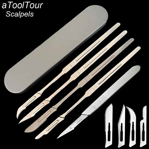 Handle 3 7 Carbon Steel Carving Metal Scalpel Blades Medical Cutting Sliding Scalpel Knife Storage Holder Blade 10 11 12 15 ► Photo 1/6