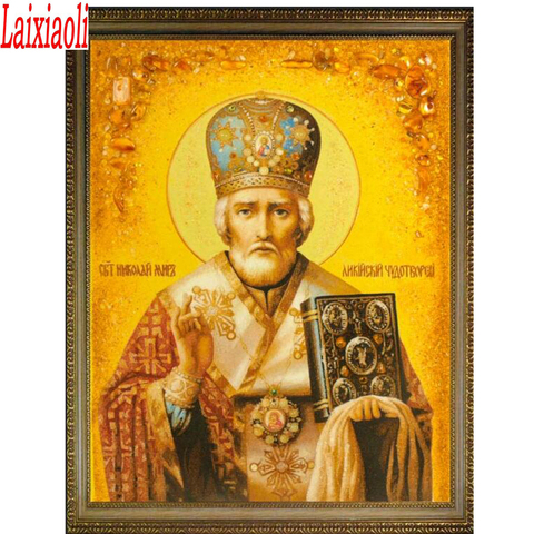 St. Nicholas Of Myra Icons Diamond Embroidery Pattern Orthodox Religion 3D Diamond Painting Mosaic 5D Crystal home decoration ► Photo 1/6