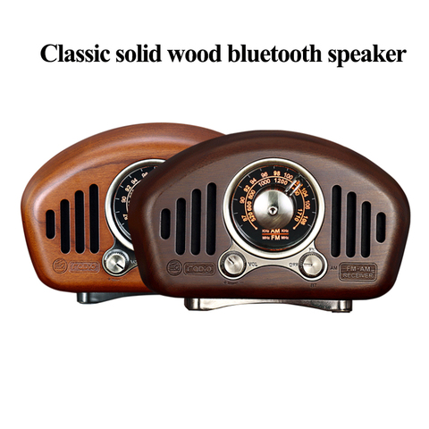 Solid wooden Bluetooth 5.1Speakers Bass Stereo Music Player Subwoofer FM AM radio support TF card Sound Box for home ► Photo 1/6