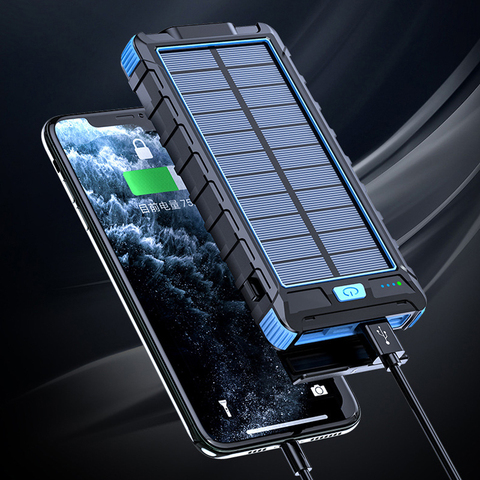 20000mAh Solar Power Bank For iPhone 11 Samsung Xiaomi Powerbank Waterproof Solar External Battery Poverbank with LED Light ► Photo 1/6