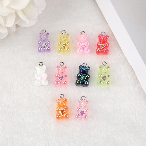 20 Pcs Resin AB Magic Color Gummy Bear Charms Flatback Jelly Pendant Crafts Cartoon  Jewelry Findings for Earrings Keychain Diy ► Photo 1/5