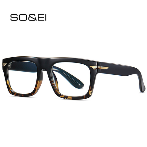 SO&EI Retro Square Clear Anti-Blu-Ray Eyewear TR90 Women Glasses Frame Fashion Men Optical Eyeglasses Frame Computer Goggles ► Photo 1/6