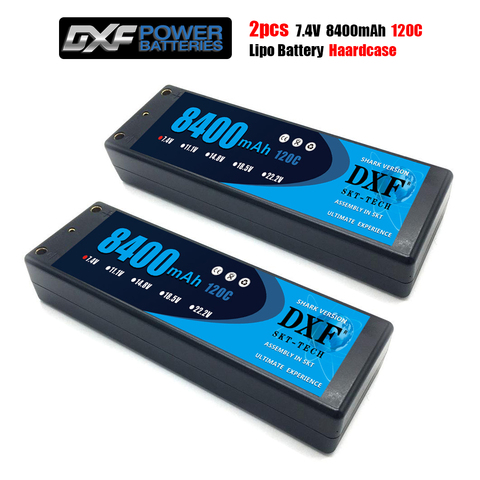 2PCS DXF Battery Lipo 2S 7.4V 8400mah 6500mah 5200mah 120C 100C 100C with 4mm Hardcase for RC Evader BX Car Truck Truggy Buggy ► Photo 1/6